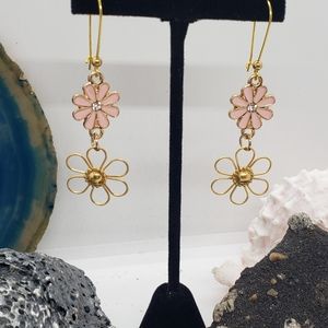 Double Flower Drop Earrings